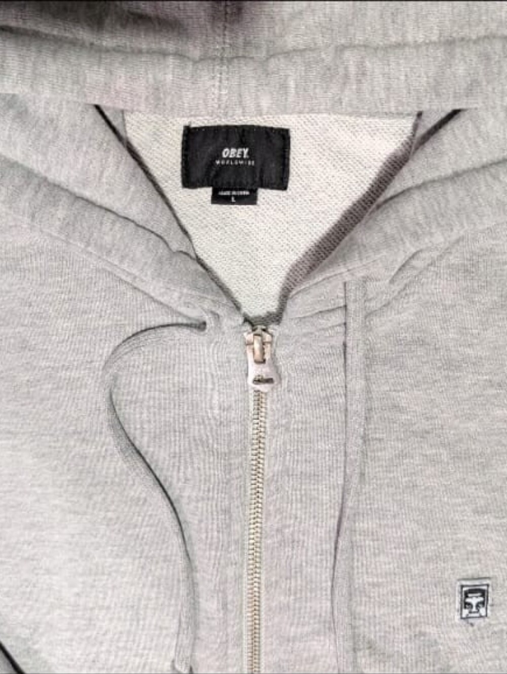 OBEY Worldwide Gray Full Zip Hoodie Men’s Large - Picture 6 of 10